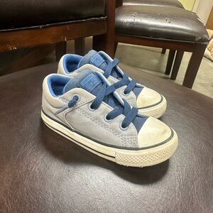 Converse Blue and White Low-Top Sneakers with Rubber Toe Cap
